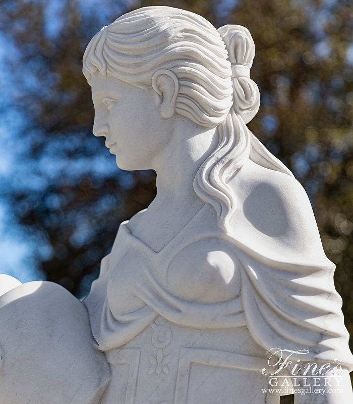 Marble Fountains  - Grecian Lady W/Vases Fountain - MF-822